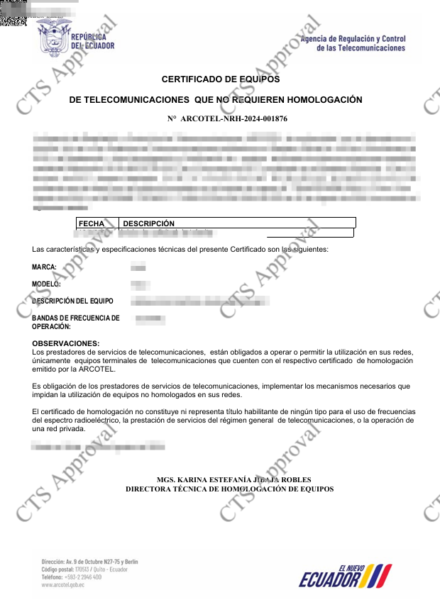 ARCOTEL Certificate