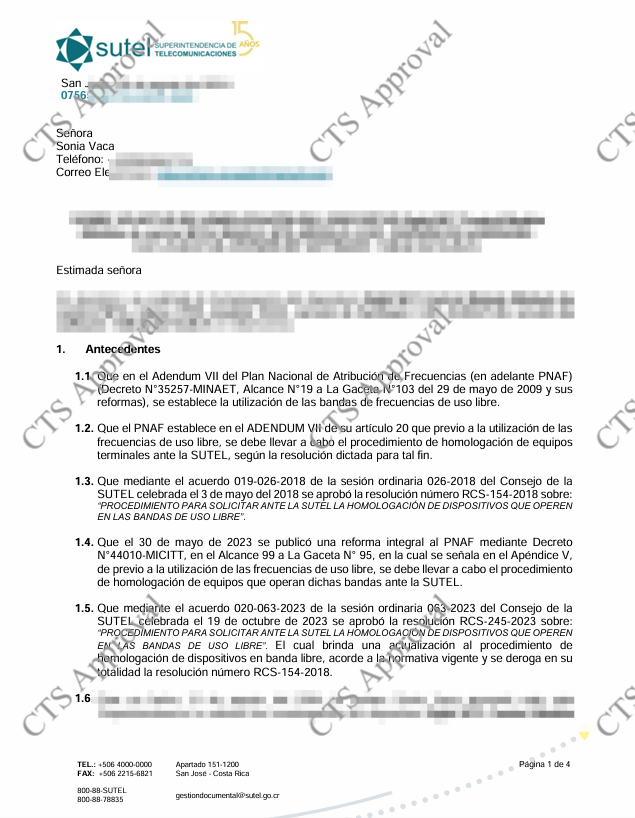 SUTEL Certificate