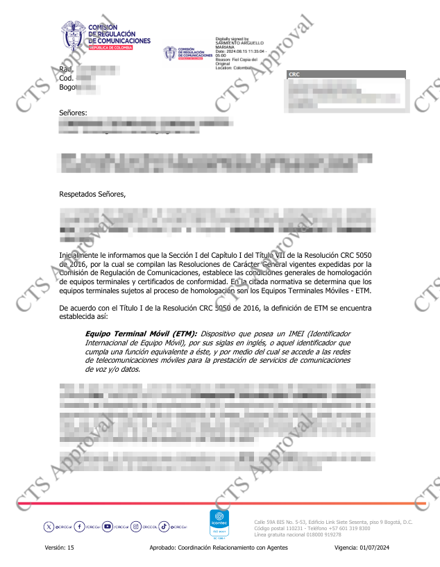 CRC Certificate