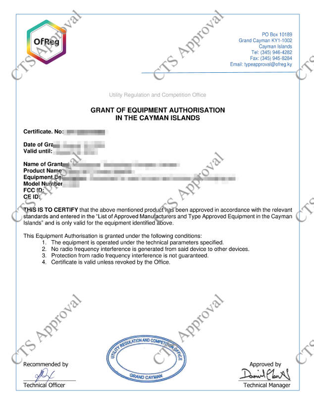 OfReg Certificate