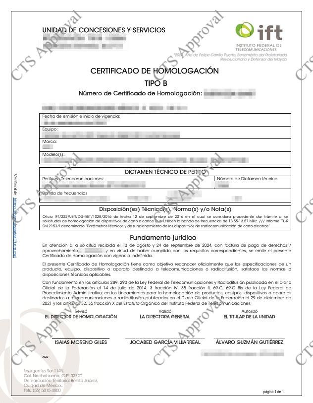 IFT Certificate
