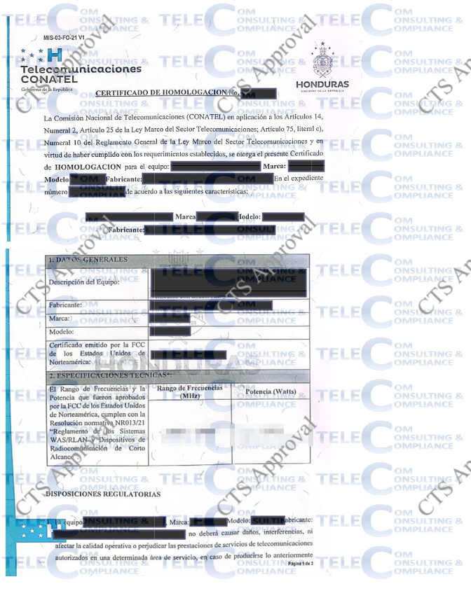 CONATEL Certificate