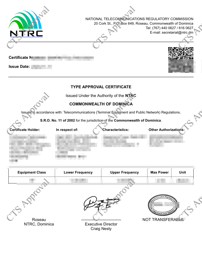 NTRC Certificate